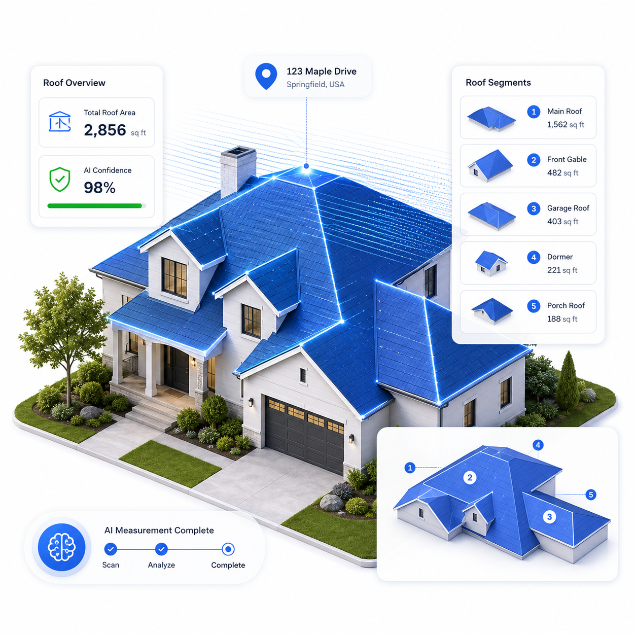 AI roof measurement illustration